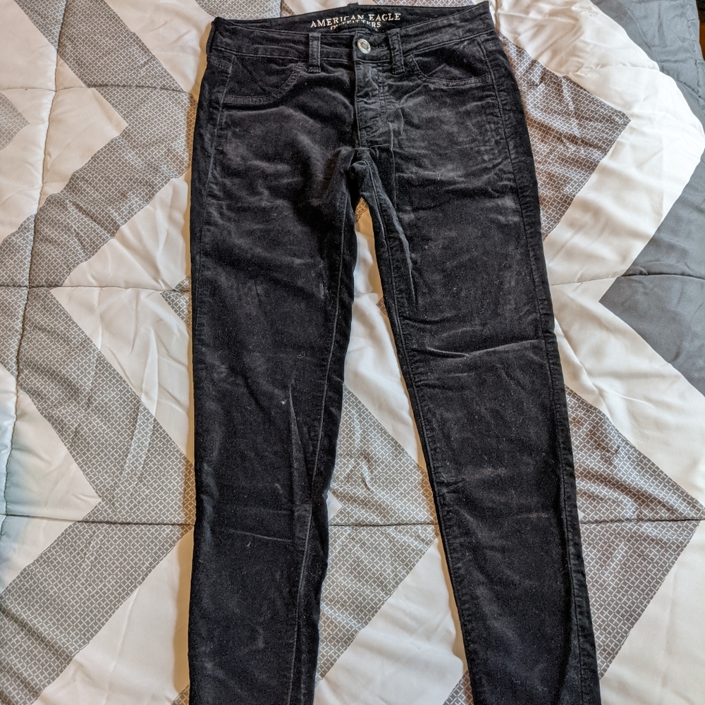 American Eagle Black velvet pants